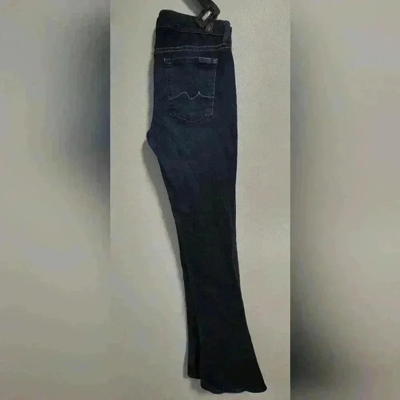 7 For All Mankind Kaylie Low Rise Flare Flared Dark Wash Blue Jeans Size 29 - Picture 5 of 14